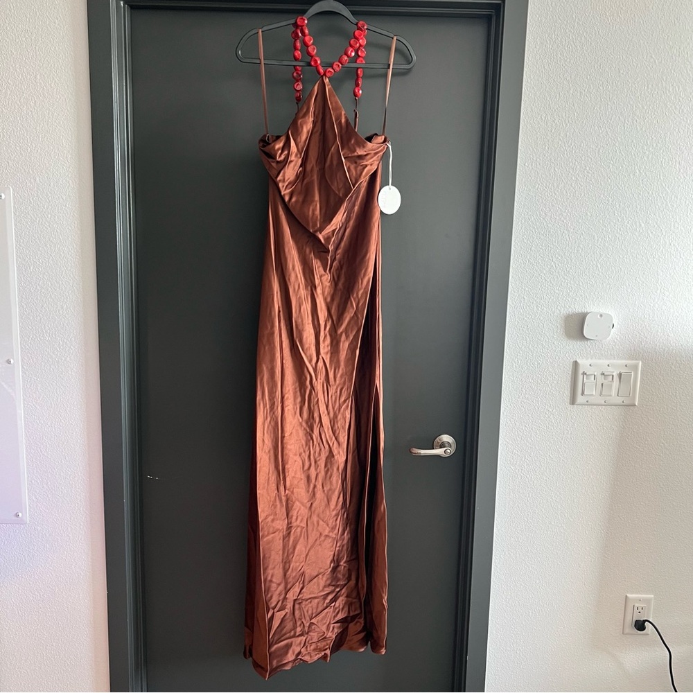 Staud cadence silk maxi dress in Clove brown size US 10 NEW! New with tags! - Picture 3 of 13